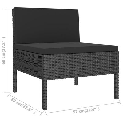 vidaXL 12-tlg. Garten-Lounge-Set mit Auflagen Poly Rattan Schwarz