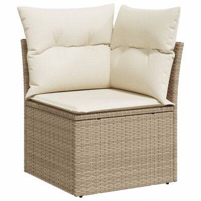 vidaXL 8-tlg. Garten-Sofagarnitur mit Kissen Beige Poly Rattan