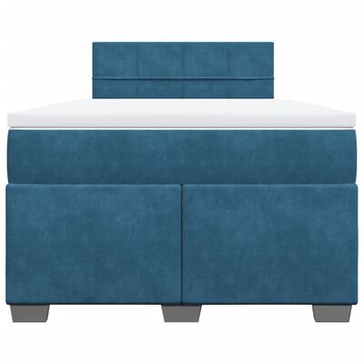 vidaXL Boxspringbett mit Matratze Blau 120x190 cm Samt