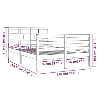 vidaXL Massivholzbett Weiß 120x190 cm