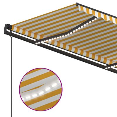 vidaXL Markise Manuell Einziehbar mit LED 5x3,5 m Gelb und Weiß