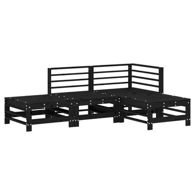 vidaXL 4-tlg. Garten-Lounge-Set Schwarz Massivholz Kiefer