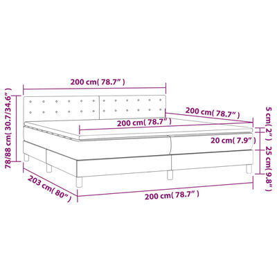 vidaXL Boxspringbett mit Matratze & LED Rosa 200x200 cm Samt