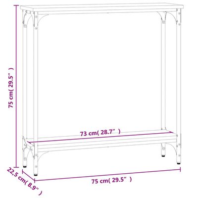 vidaXL Konsolentisch Räuchereiche 75x22,5x75 cm Holzwerkstoff