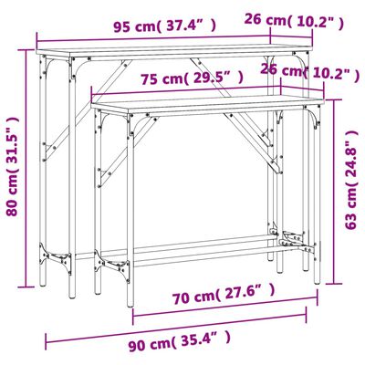 vidaXL Konsolentische 2 Stk. Schwarz Holzwerkstoff