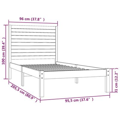 vidaXL Massivholzbett 90x200 cm