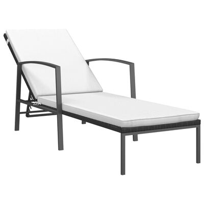 vidaXL Sonnenliegen 2 Stk. mit Tisch Poly Rattan Schwarz