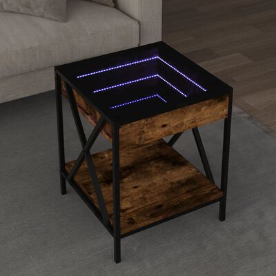 vidaXL Couchtisch mit Infinity-LED Räuchereiche 40x40x49 cm