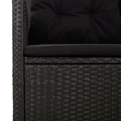 vidaXL 3-tlg. Garten-Lounge-Set mit Kissen Schwarz Poly Rattan