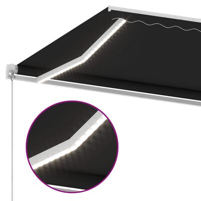 vidaXL Markise Manuell Einziehbar mit LED 450x300 cm Anthrazit