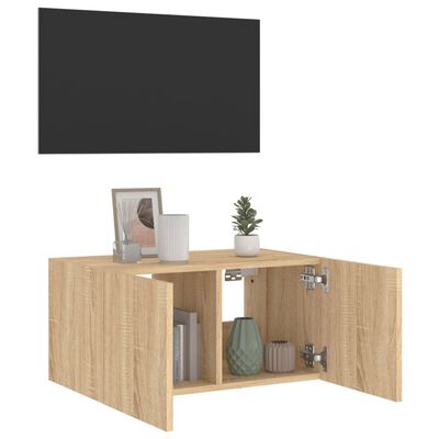 vidaXL TV-Wandschrank mit LED-Leuchten Sonoma-Eiche 60x35x31 cm