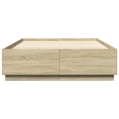 vidaXL Bettgestell mit LED Sonoma-Eiche 160x200 cm Holzwerkstoff