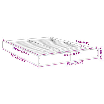 vidaXL Bettgestell Grau Sonoma 140x190 cm Holzwerkstoff