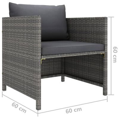 vidaXL 8-tlg. Garten-Lounge-Set mit Kissen Poly Rattan Grau