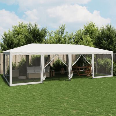 vidaXL Partyzelt mit 12 Mesh-Seitenteilen Weiß 8x4 m HDPE