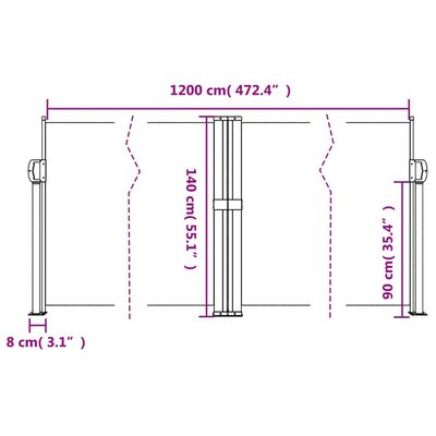 vidaXL Seitenmarkise Ausziehbar Beige 140x1200 cm