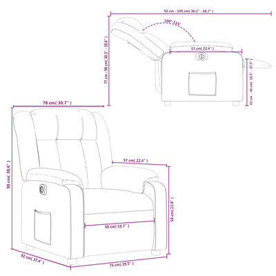 vidaXL Relaxsessel Elektrisch Creme Stoff