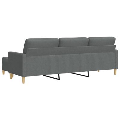 vidaXL 3-Sitzer-Sofa mit Hocker Dunkelgrau 210 cm Stoff