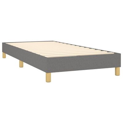 vidaXL Boxspringbett mit Matratze & LED Dunkelgrau 90x190 cm Stoff