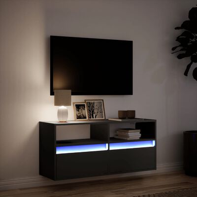 vidaXL TV-Wandschrank mit LED-Beleuchtung Schwarz 100x31x45 cm