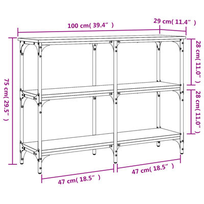 vidaXL Konsolentisch Räuchereiche 100x29x75 cm Holzwerkstoff