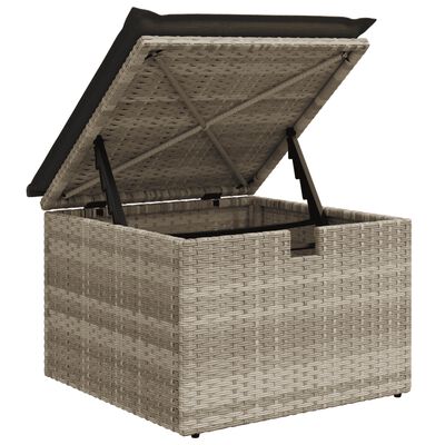 vidaXL 7-tlg. Garten-Sofagarnitur mit Kissen Hellgrau Poly Rattan