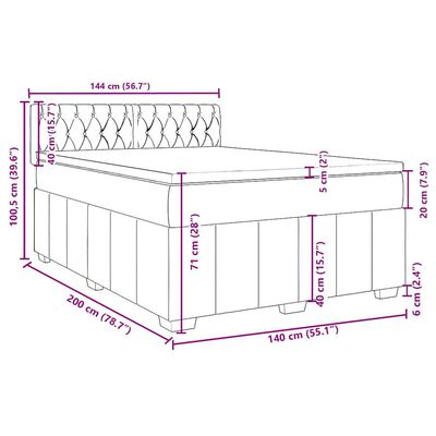 vidaXL Boxspringbett mit Matratze Schwarz 140x200 cm Stoff