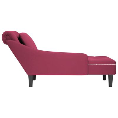 vidaXL Chaiselongue mit Kissen und Rechter Armlehne Weinrot Samt