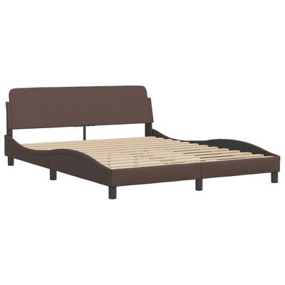 vidaXL Bett mit Matratze Braun 160x200 cm Kunstleder