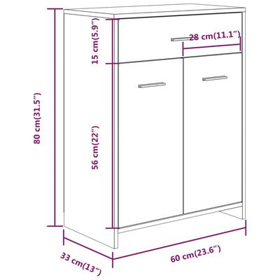 vidaXL Badezimmerschrank Räuchereiche 60x33x80 cm Holzwerkstoff