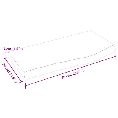 vidaXL Waschtischplatte Hellbraun 60x30x(2-4) cm Massivholz Behandelt