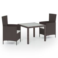 vidaXL 3-tlg. Garten-Essgruppe Poly Rattan Braun