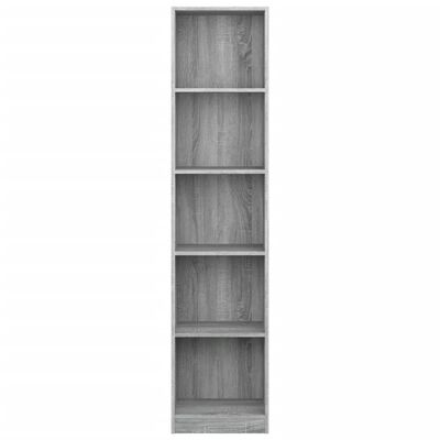 vidaXL Bücherregal 5 Fächer Grau Sonoma 40x24x175 cm Holzwerkstoff