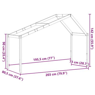 vidaXL Dach für Kinderbett Weiß 203x80,5x142 cm Massivholz Kiefer