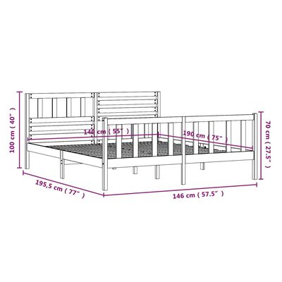 vidaXL Massivholzbett 140x190 cm