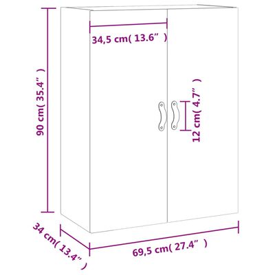 vidaXL Wandschrank Braun Eichen-Optik 69,5x34x90 cm