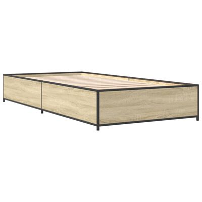 vidaXL Bettgestell Sonoma-Eiche 75x190 cm Holzwerkstoff und Metall