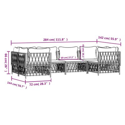 vidaXL 6-tlg. Garten-Lounge-Set mit Kissen Anthrazit Stahl