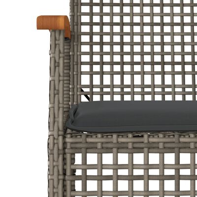 vidaXL 3-tlg. Bistro-Set mit Kissen Grau Poly Rattan Akazienholz