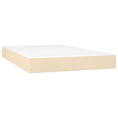 vidaXL Boxspringbett mit Matratze & LED Creme 120x190 cm Stoff