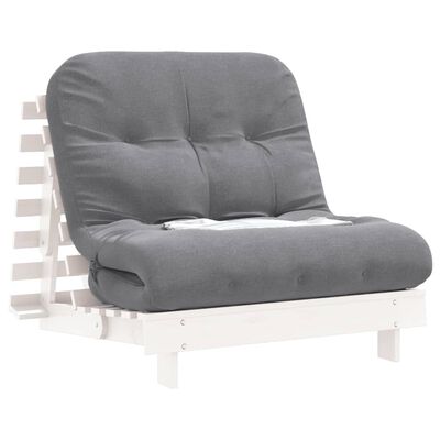 vidaXL Futon Schlafsofa mit Matratze Weiß 90x206x11 Massivholz Kiefer