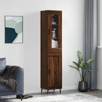 vidaXL Highboard Braun Eichen-Optik 34,5x34x180 cm Holzwerkstoff