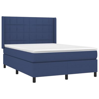 vidaXL Boxspringbett mit Matratze & LED Blau 140x200 cm Stoff