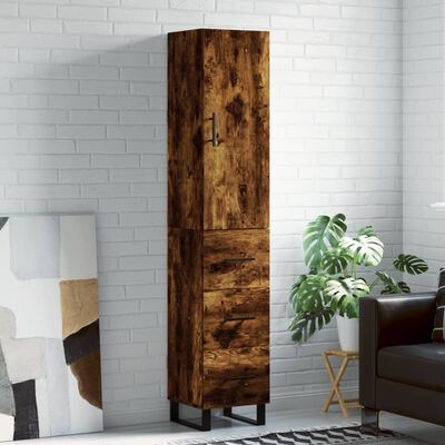 vidaXL Highboard Räuchereiche 34,5x34x180 cm Holzwerkstoff