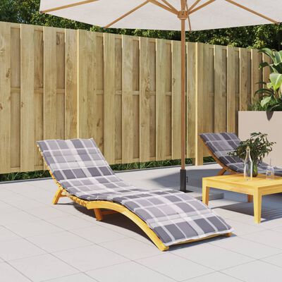 vidaXL Sonnenliegen-Auflage Grau Karomuster 200x60x3 cm Oxford-Gewebe