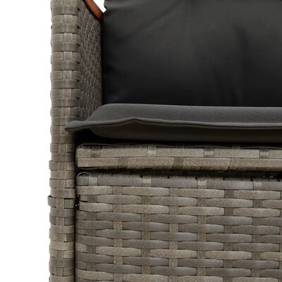 vidaXL Gartensofa 2-Sitzer Verstellbar mit Tisch Grau Poly Rattan