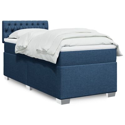 vidaXL Boxspringbett mit Matratze Blau 90x190 cm Stoff