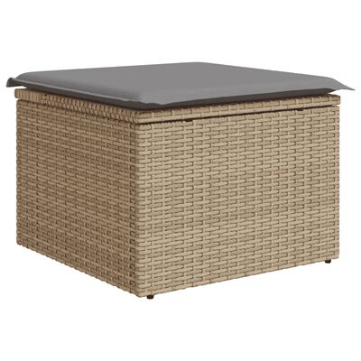 vidaXL 11-tlg. Garten-Sofagarnitur mit Kissen Beige Poly Rattan