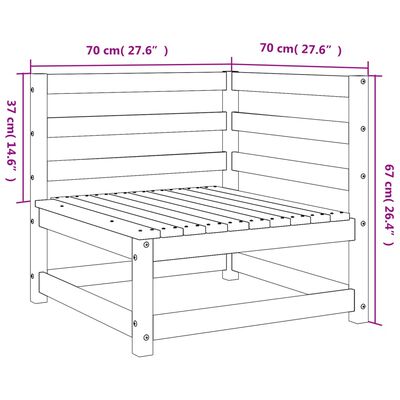 vidaXL Garten-Ecksofas 2 Stk. 70x70x67 cm Massivholz Kiefer