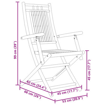 vidaXL Gartenstühle 6 Stk. Klappbar 53x66x99 cm Bambus